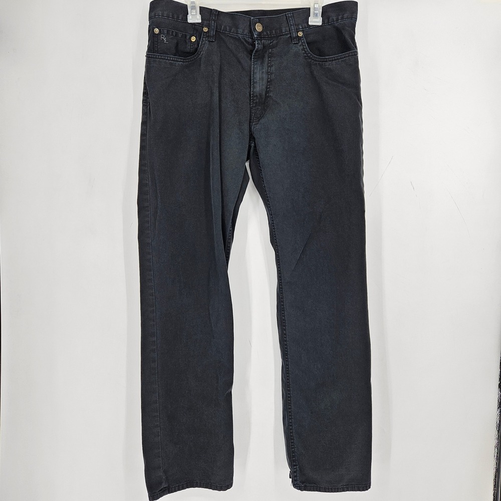 Polo Ralph Lauren Jeans Mens 34x 32‎ Black Pants Straight Casual Preppy